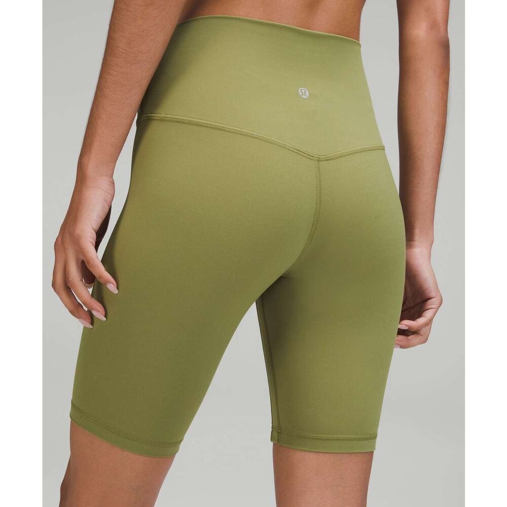 Lululemon Bronze Green High Rise 8" Align Bike Short Size 4 Nulu Athleisure